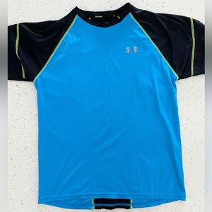 Under Armour T-Shirt Mens Large Black / Blue Dri-Fit